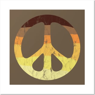 Washed and Worn Peace Sign With 70s Stripes Posters and Art